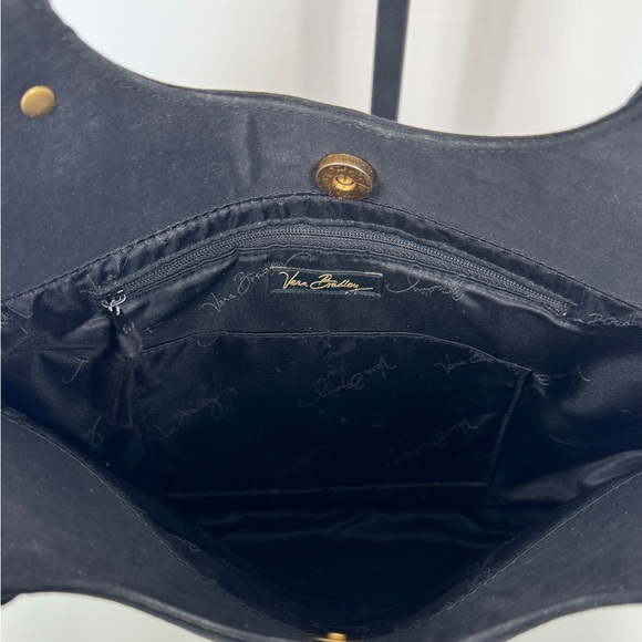 Vera Bradley Black Quilted Microfiber Hobo/Shoulder Bag With‎ Gold Buckles - Picture 3 of 8